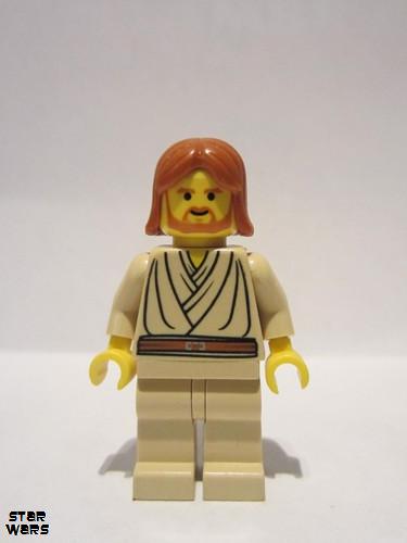 lego 2002 mini figurine sw0055a Obi-Wan Kenobi Young with dark orange hair<br/>No headset 