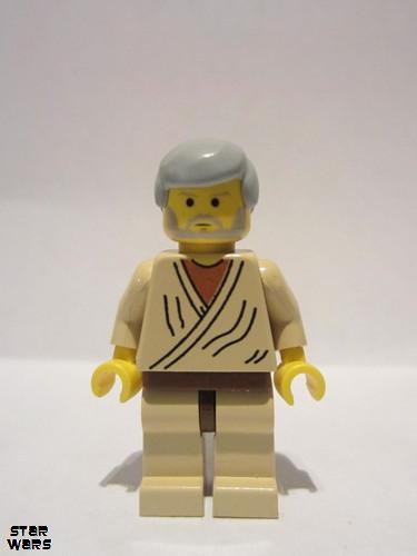 lego 2004 mini figurine sw0023a Obi-Wan Kenobi Old, yellow face, bluish gray hair 