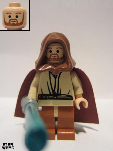 lego 2005 mini figurine sw0137 Obi-Wan Kenobi With light-up lightsaber complete assembly 