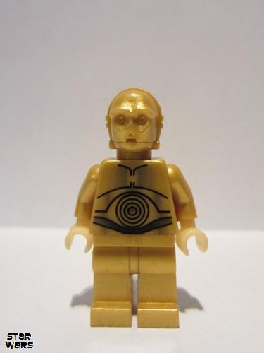 lego 2005 mini figurine sw0161 C-3PO Pearl Gold with Pearl Light Gold Hands (Set 10144 alternate) 