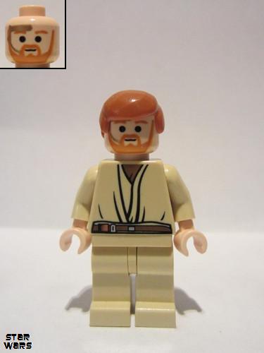 lego 2007 mini figurine sw0162 Obi-Wan Kenobi Tan legs<br/>Light Nougat head with headset 