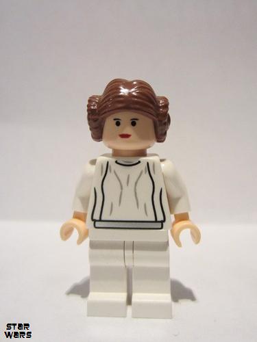lego 2007 mini figurine sw0175 Princess Leia White dress<br/>Light Nougat 