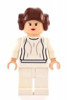 lego 2009 mini figurine sw0175a Princess Leia Light Nougat, White Dress, Small Eyes, Smooth Hair 