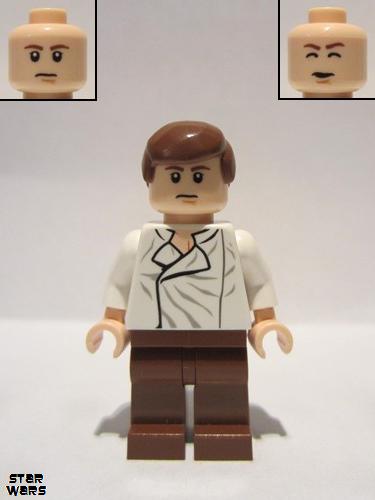 lego 2012 mini figurine sw0403 Han Solo Reddish brown legs without holster pattern<br/>Carbonite, Light Nougat, Dual face 