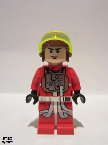 lego 2013 mini figurine sw0455 Rebel Pilot B-wing Reddish Brown Helmet 