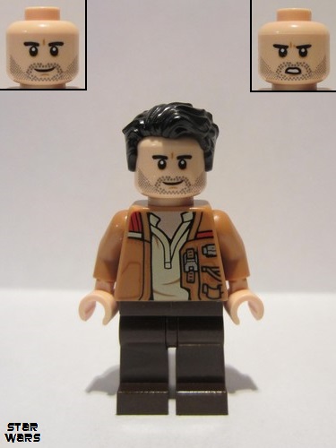 lego 2016 mini figurine sw0737 Poe Dameron Medium Nougat Jacket, Hair 