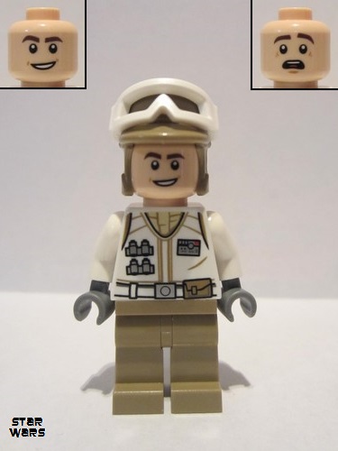 lego 2019 mini figurine sw1016 Hoth Rebel Trooper White Uniform, Dark Tan Legs (Open Mouth Smile) 