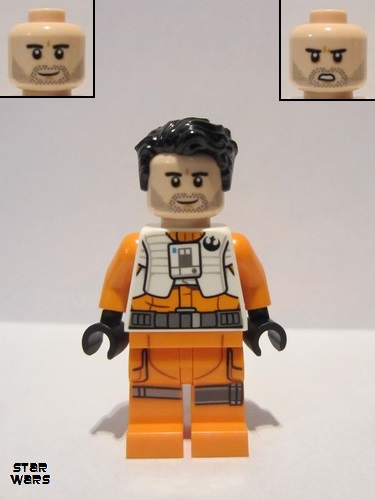 lego 2019 mini figurine sw1019 Poe Dameron Pilot Jumpsuit without Belts and Pipe, Hair 