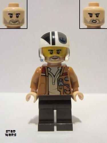 lego 2021 mini figurine sw1145 Poe Dameron Medium Nougat Jacket, Helmet 