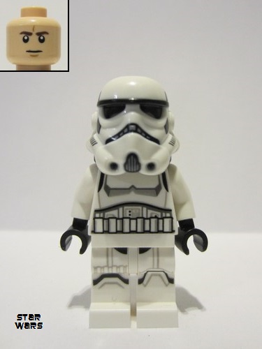 lego 2024 mini figurine sw1327 Imperial Stormtrooper Male, Dual Molded Helmet with Light Bluish Gray Panels on Back, Shoulder Belts, Light Nougat Head 