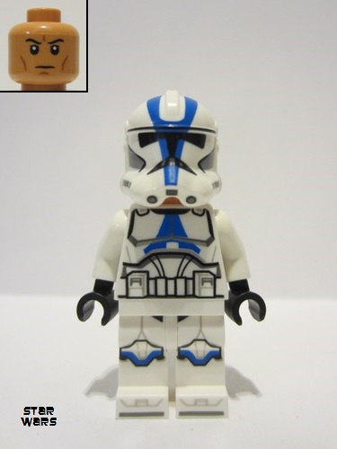 lego 2024 mini figurine sw1337 Clone Trooper, 501st Legion Phase 2 - White Arms, Nougat Head, Helmet with Holes 