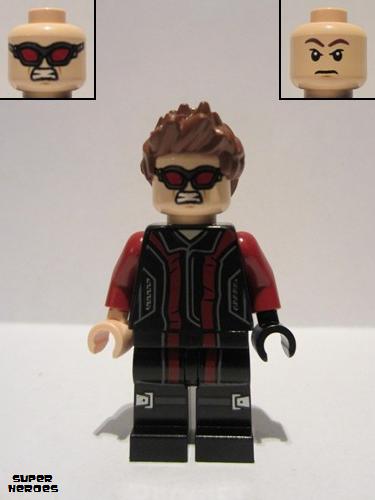 lego 2015 mini figurine sh172 Hawkeye Black and Dark Red Suit 
