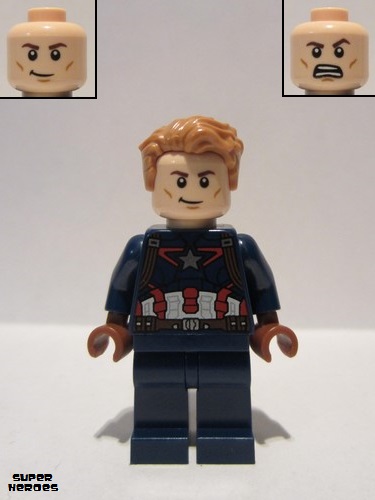 lego 2016 mini figurine sh264 Captain America Detailed Suit - Dark Brown Eyebrows 