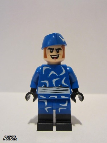 lego 2018 mini figurine sh491 Captain Boomerang Blue Outfit 
