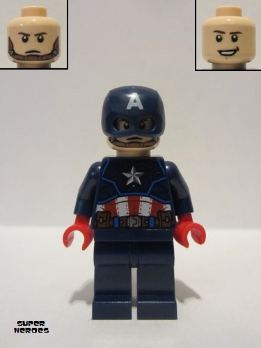 lego 2021 mini figurine sh686 Captain America Dark Blue Suit, Red Hands, Helmet 