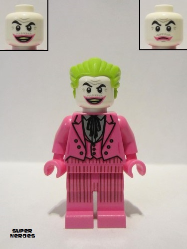 lego 2021 mini figurine sh704 The Joker Dark Pink Suit, Open Mouth Grin / Closed Mouth 