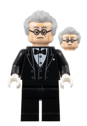 lego 2023 mini figurine sh883 Alfred Pennyworth Black Tuxedo, Light Bluish Gray Hair 