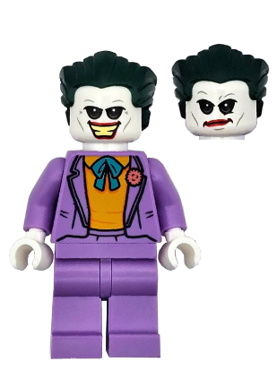lego 2024 mini figurine sh960 The Joker Medium Lavender Suit, Bright Light Orange Vest, Dark Green Hair 