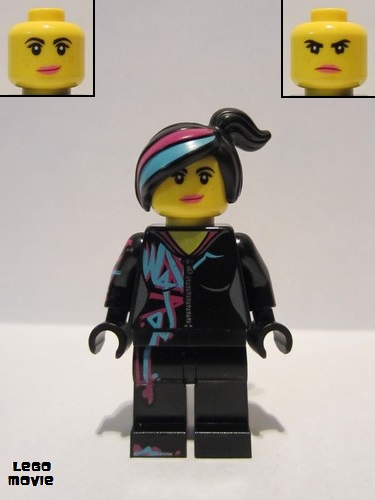 lego 2019 mini figurine tlm115 Lucy Wyldstyle With Magenta Lined Hoodie, Smile / Angry 
