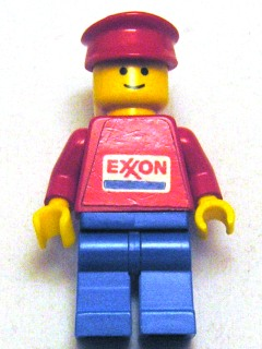 lego 1979 mini figurine exx004s Exxon Blue Legs, Red Hat (Sticker Torso) 