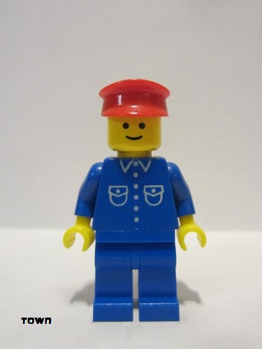 lego 1980 mini figurine but020 Citizen Shirt with 6 Buttons - Blue, Blue Legs, Red Hat 