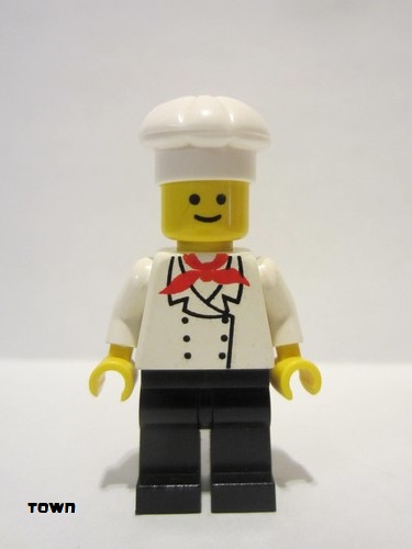 lego 1980 mini figurine chef002 Chef Black Legs, Standard Grin 