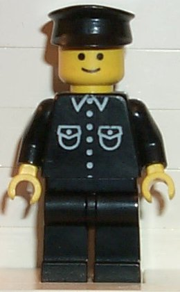lego 1982 mini figurine but029 Citizen Shirt with 6 Buttons - Black, Black Legs, Black Hat 