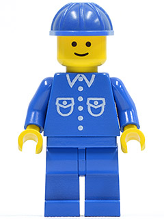 lego 1984 mini figurine but031 Citizen Shirt with 6 Buttons - Blue, Blue Legs, Blue Construction Helmet 