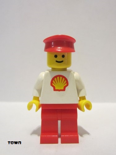 lego 1986 mini figurine shell013 Shell Classic - Red Legs, Red Hat 