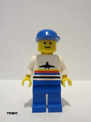lego 1988 mini figurine air005 Airport Classic, Blue Legs, Blue Cap 