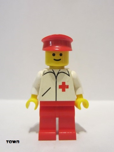 lego 1988 mini figurine doc012 Doctor Straight Line, Red Legs, Red Hat 