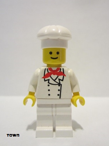lego 1990 mini figurine chef001 Chef White Legs, Standard Grin 