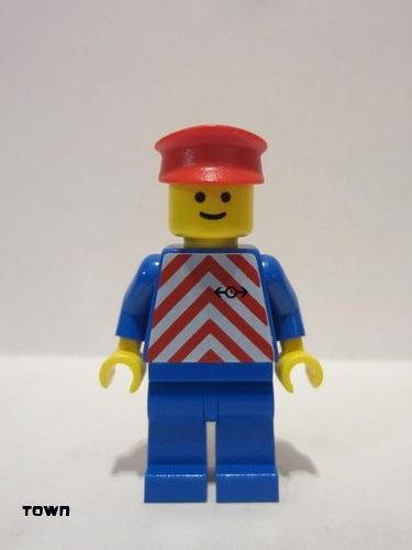 lego 1991 mini figurine trn050 Citizen Red & White Stripes - Blue Legs, Red Hat 