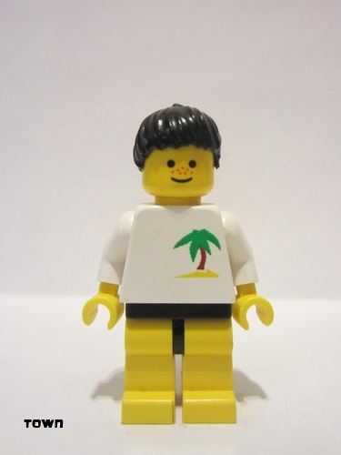 lego 1992 mini figurine par020 Citizen Palm Tree - Yellow Legs, Black Ponytail Hair 