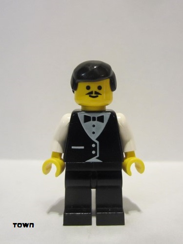 lego 1992 mini figurine wtr001 Citizen Town Vest Formal - Waiter with Moustache 