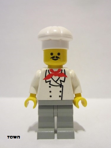 lego 1994 mini figurine chef005 Chef Light Gray Legs, Moustache 