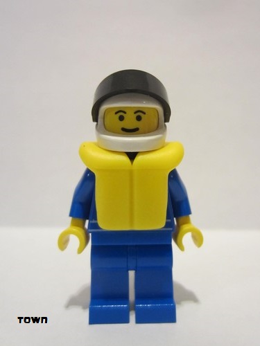lego 1994 mini figurine oct006 Octan Blue Oil, Blue Legs, White Helmet, Black Visor, Life Jacket 