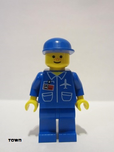 lego 1996 mini figurine air018 Airport Blue, Blue Legs, Blue Cap 