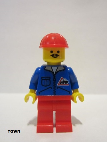 lego 1996 mini figurine jbl003 Citizen Bulldozer Logo - Red Legs, Red Construction Helmet 