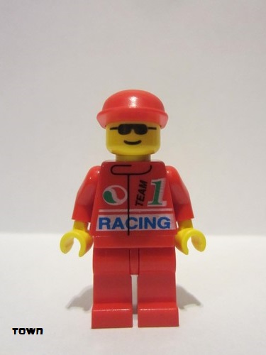 lego 1996 mini figurine oct034 Octan Racing, Red Legs, Red Cap 