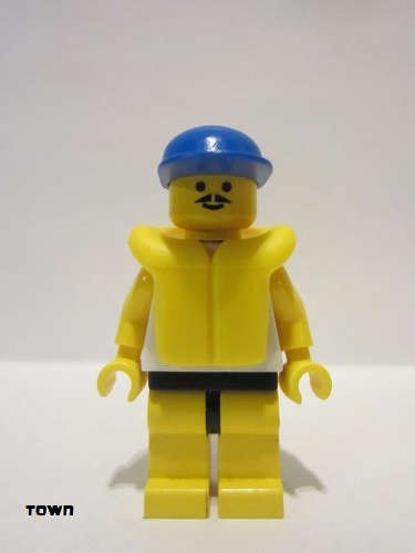 lego 1996 mini figurine par051 Surfboard on Ocean Yellow Legs, Blue Cap, Life Jacket 