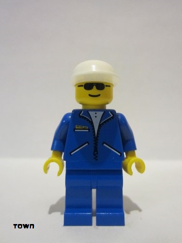 lego 1997 mini figurine jbl005 Citizen Jacket Blue - Blue Legs, White Cap, Sunglasses 