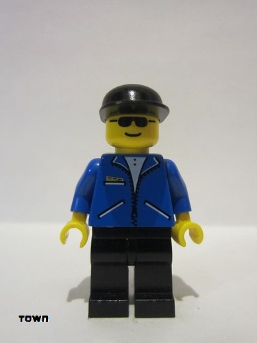 lego 1997 mini figurine jbl008 Citizen Jacket Blue - Black Legs, Black Cap 