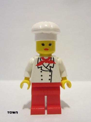 lego 1998 mini figurine chef008 Chef Red Legs, Female 