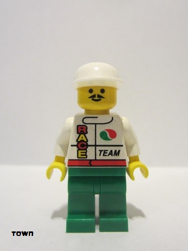 lego 1998 mini figurine oct015 Octan Race Team, Green Legs, White Cap 