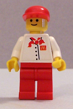 lego 1999 mini figurine chef015s Chef White Torso with 4 Buttons and McDonald's Logo (Sticker), Red Legs, Red Cap 