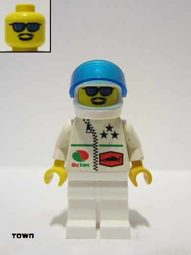 lego 1999 mini figurine oct038 Octan Stars, White Legs, White Helmet, Trans-Dark Blue Visor 