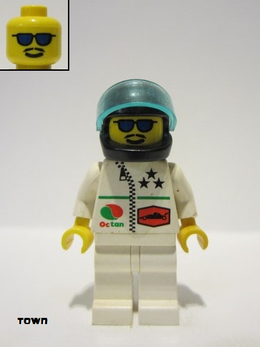 lego 1999 mini figurine oct041 Octan Stars, White Legs, Black Helmet, Trans-Light Blue Visor 