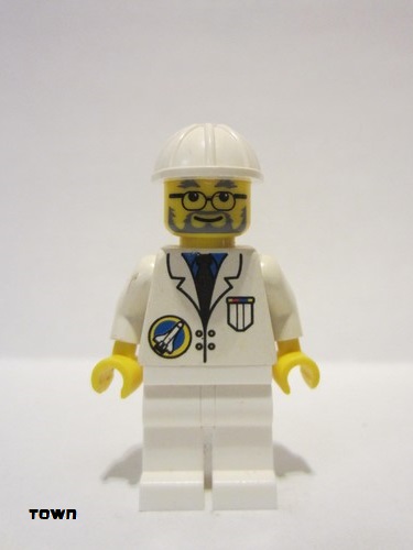 lego 1999 mini figurine spp014 Space Port - Scientist White Construction Helmet, White Legs 