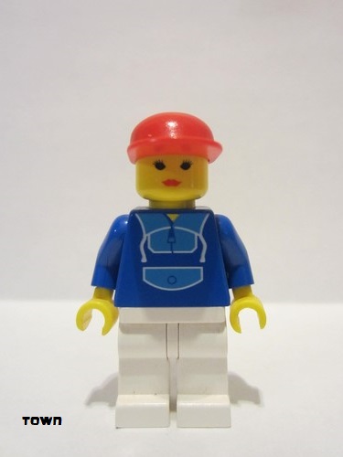 lego 1999 mini figurine trn016 Citizen Jogging Suit, White Legs, Red Cap 